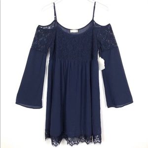 Altar’d State • Cold Shoulder Lace Navy Dress - S